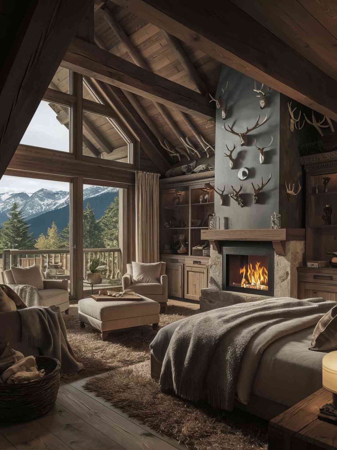 Mountain Cabin Interiors With Fireplace (2026)